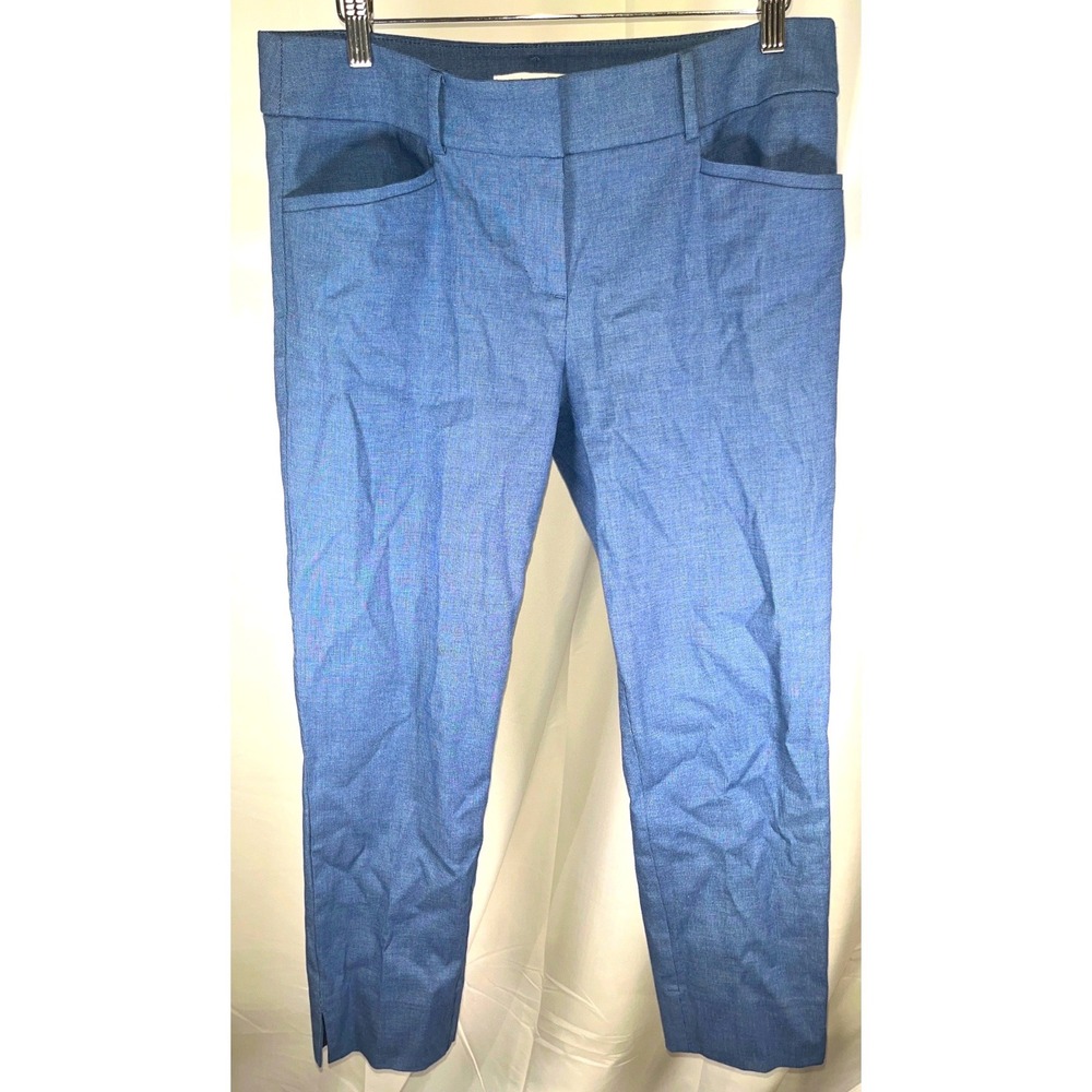 Loft Riviera Pant Blue Micro Pattern Ankle Trousers Workwear Size 8